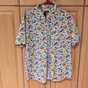 NWT 90s Doodle Button Down Shirt Size XL